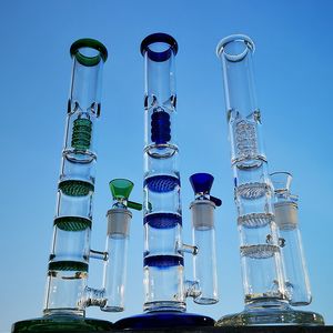 Heady Verre Bongs Narguilé Triple Peigne Plates-formes pétrolières Birdcage Perc Narguilés Coloré Bong Dab Rig Grand Tube Droit Conduites D'eau De Hauteur De 12 Pouces Avec Bol De 18mm HR316