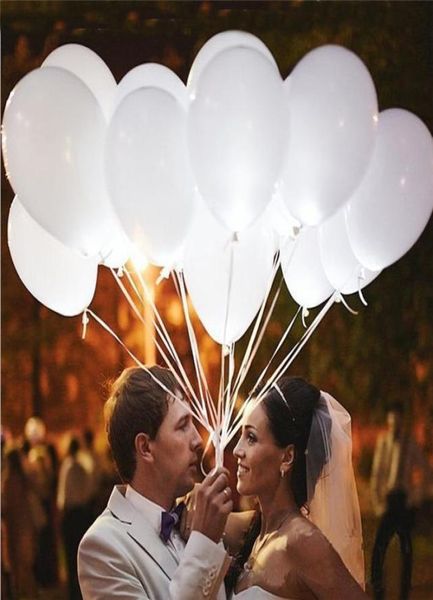 Décorations de Ballons de mariage Led magiques de 12 pouces brillent dans le ballon lumineux clignotant sombre Ballons en Latex blanc entier 6430732