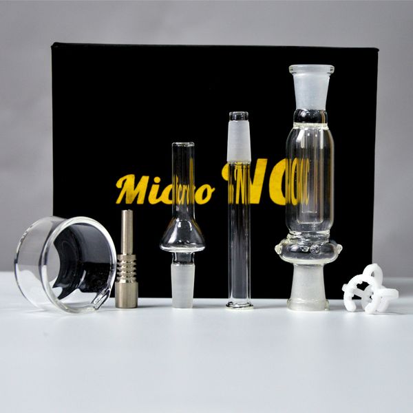 Micro Glass Nector Collector Kit 14mm 18mm Junta con punta de titanio Nail Glass Dabber Reclaim Straw Box Pack NC01-14