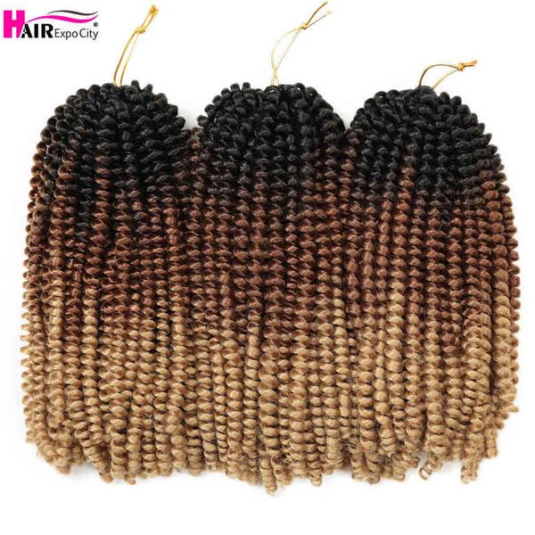 12 pouces printemps torsion cheveux Afro moelleux synthétique tresses Ombre Crochet Extensions pour femmes en gros Expo City 220610