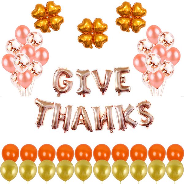 12 pulgadas Día de Acción de Gracias Confeti Lentejuelas Conjunto de globos transparentes Decoración de la habitación de los niños Proveedores de festivales de fiestas de cumpleaños