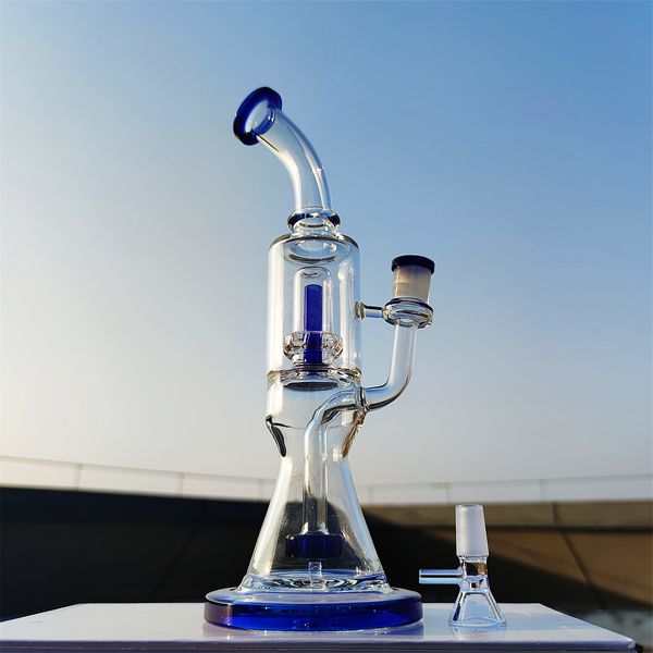 12 pulgadas Heady Bong Tire UFO Dos filtros Hookah Glass Beaker Bong Pipe Botellas de agua de vidrio Botella para fumar Bubbler 14MM Bowl