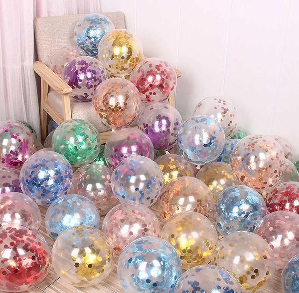 12 pouces ballon transparent or rose confettis paillettes ballons en latex mariage fête d'anniversaire banquet décor paillettes ballon clair 9 styles