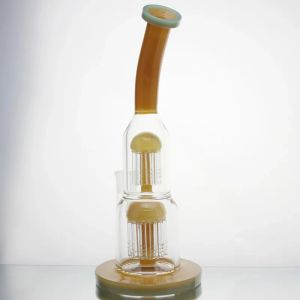 12 inch Twee Laag Glazen Bong Waterpijpen met Boom Arm Perc Water Recyler Pijpen met Vrouwelijke 14mm Joint 11 LL