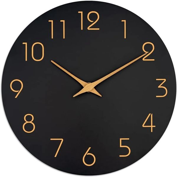 12 pulgadas Reloj de pared baterías negras que funcionan en silencio no titulando simples números de oro de rosa minimalista decorativo 240320