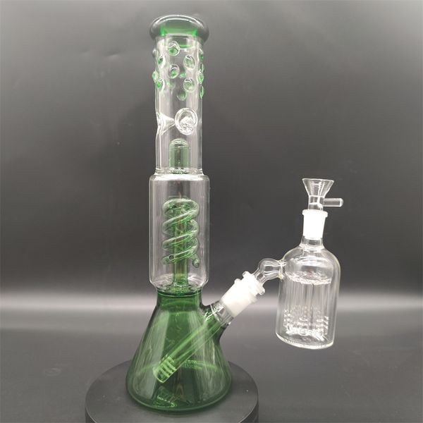 12 pouces vert narguilé verre Bong Dabber plate-forme recycleur tuyaux eau Bongs ensemble de tuyaux de fumée