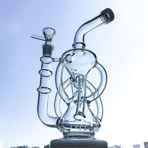 Nouveauté 11 pouces recycleur eau verre Bong en ligne Perc huile Dab plates-formes 14mm Joint femelle avec bol DGC1236