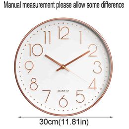 12 pouces rond muet échelle numérique horloge murale 3D salon chambre murs horloges maison chambres décor suspendu poinçon VTMEB1205316l