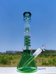 12 inch driehoek Groene waterpijp waterpijp rechte lange onregelmatige stip glazen bong recycler pijpen Water Bongs rookpijp 14 mm kom stengel