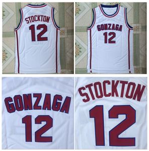 12 John Stockton Gonzaga College Basketball Jersey Blanc Taille S-XXL