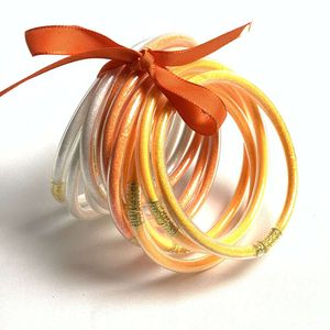 Bracelet pour femmes, ruban à 12 couches, couleurs mélangées, série de guérison, or brillant, rose, joli nœud, JELLY BANGLE