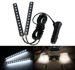 12 LED voiture SUV intérieur plancher plancher décoratif atmosphère lumière néon bandes voiture intérieur lumière White1052757
