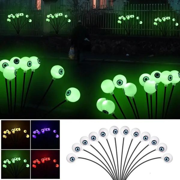 12 globos oculares de miedo de LED luces de luciérnagas de fuego de aterradores luces de jardín solar 3d luces de decoración de Halloween al aire libre