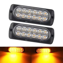 12V 24V 12 Led Strobe Waarschuwingslampje Goedkope Strobe Grille Knipperende Lichtbalk Vrachtwagen Auto Baken Lamp Amber verkeerslicht Auto Licht