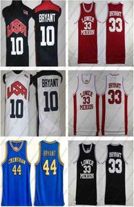 12 M USA Lower Merion 33 Bryant Jersey College Men High School Basketball Hightower Crenshaw Dream rouge Blanc Blue Stitched5234988