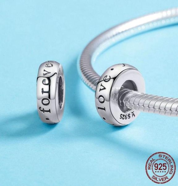 12 dijes originales de plata de ley 925 a la moda, diseño sencillo y liso, te amo para siempre, cuentas de circón hechas a mano que se adaptan a la pulsera, collar7314025