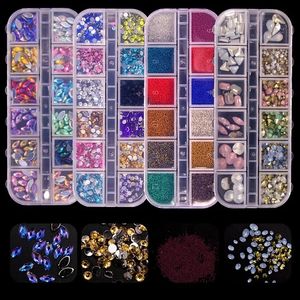 12 nail art accessoires ab transparante strass 3d glitter edelstenen parel diy manicure decoratie nagelbenodigdheden voor professionals