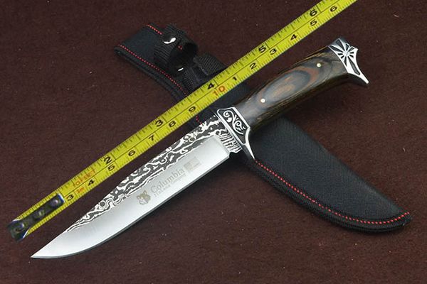 12 ''nuevo mango de madera 440C hoja fija supervivencia Bowie cuchillo de caza SA42