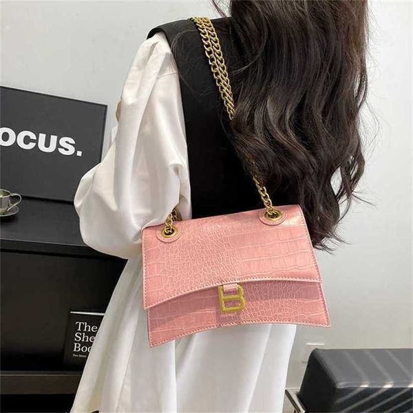 12% de descuento en bolsa 2024 Nuevo lanzamiento Bolso de diseñador Reloj de arena Nueva cadena de hombro con patrón de cocodrilo Red extranjera avanzada Lote de estilo versátil rojo