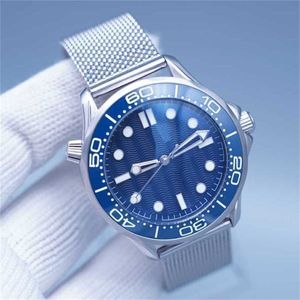 12% de réduction sur la montre 60e anniversaire 42 mm automatique mécanique en céramique pour homme cadran bleu bande en acier inoxydable lunette rotative transparente dos limité