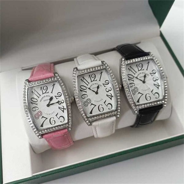 12% OFF montre Montre de luxe femmes réservoir Franck Muller femmes quartz diamant or rose platine visage carré dames en acier inoxydable cadeau élégant pour dame