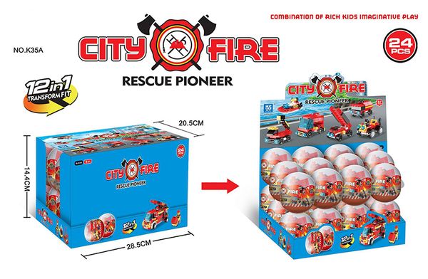 12 en 1 camión de bomberos Bloques de construcción mundo Plastic Tinker Box coche de juguete juguetes para niños Inteligencia educativa para niños Ambiental