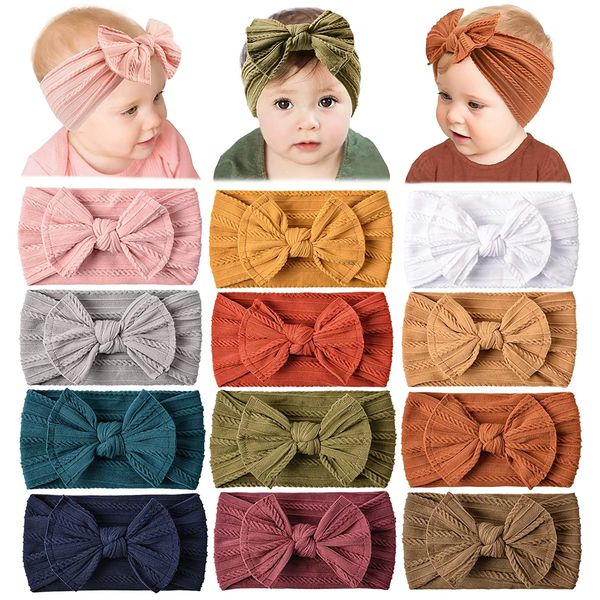 Paquet de 12 bandeaux en nylon pour bébé bandeaux de cheveux élastiques à cheveux accessoires de cheveux faits à la main pour bébés filles nées nourrissons en bas âge enfants 240102