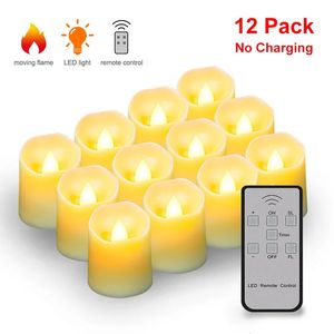 12 Pack Remote Remote Candle Led Lamp Flameless Candles Lights Flickering Timer Tea Pasen Home Decor Laad of Battery 240430