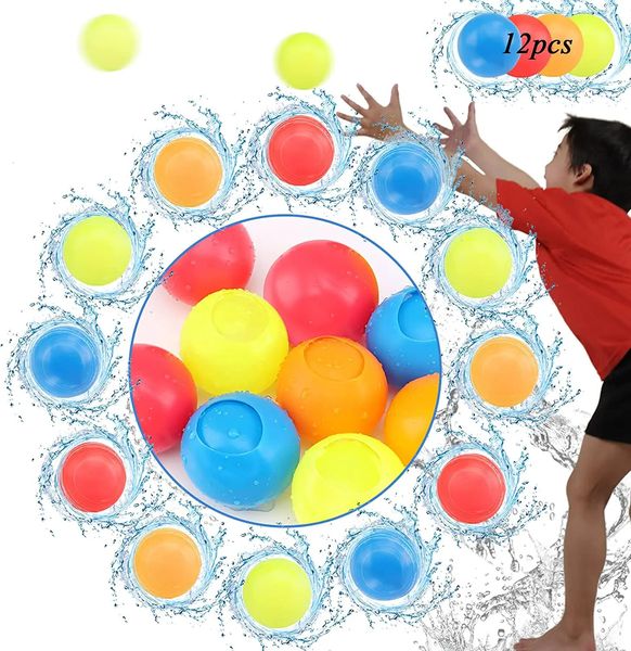 12 Pack Ballons d'eau réutilisables Selon Scellant rapide Bombe à eau Splash Ball Toys Party Supplies for Summer Outdoor Pool Party 240417