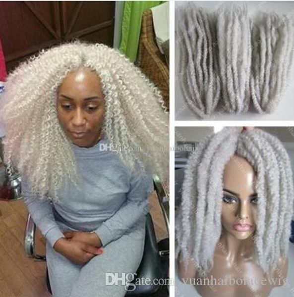 12 Paquetes Cabeza Completa Dos Tonos Marley Trenza Cabello 20 pulgadas Color Gris Ombre Extensiones de Cabello Sintético Kinky Twist Trenzado Entrega Rápida Express