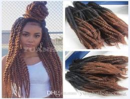 12 paquets tête complète deux tons Marley tresses cheveux 20 pouces noir brun Ombre Extensions de cheveux synthétiques tressage crépus 3919316