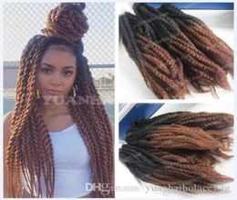 12 packs têtes complètes Two Tone Braids Marley Cheveux 20inch Brun noir ombre Extensions de cheveux synthétiques Traidage crépus 2671766