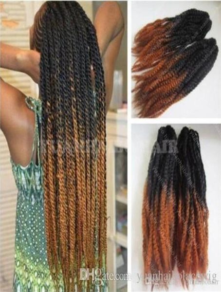 12 Packs Tête Complète Deux Tons Marley Tresses Cheveux 20 pouces Noir Orange Brun Ombre Extensions de Cheveux Synthétiques Kinky Tressage 2047009