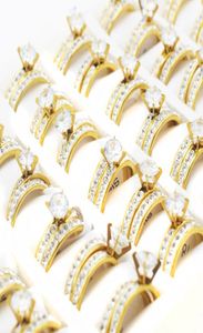 Ensemble de bagues de fiançailles pour femmes, 12 paires, tailles mixtes, incrustation romantique de strass, bagues de mariage en Zircon, bijoux 1826653