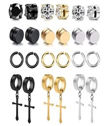 12 paires de boucles d'oreilles magnétiques en acier inoxydable 316L pour hommes et femmes Clinon non-pie des boucles d'oreilles frais Set9291289