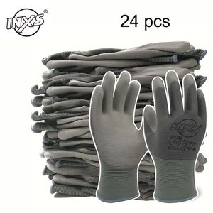 12 pares Guantes de trabajo de seguridad para recubrimiento de nylon nylon para trabajos de jardín de pesca de constructores sin deslizamiento