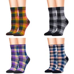 12 Paar Damen-Socken aus karierter Baumwolle mit Muster, bequemer Druck, Damen-Kleidungssocken, niedliche schöne Socken, Herbst- und Wintersocken 240113