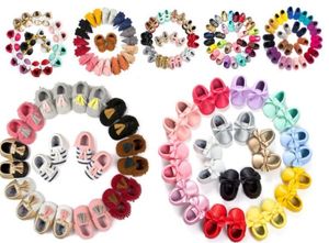 12 styles et tailles PairsLotMix Baby Moccasins Baby Moccs Prewalker Shoes Soft Sole Toddler Moccasins5824503