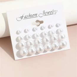 12 boucles d'oreilles de goujon de perle simulées blancsset blancs pour femmes accessoires bijoux Piercing Ball Kit Bijouteria Brinco 240511