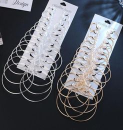 12 pares de pendientes de aro de parejas de big círculo orientas de joyería de moda para mujeres clip de orejas steampunk de arena coreana1414854