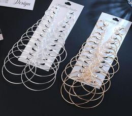 12 pares de pendientes de aro de pares arendillas de joyas de moda de arete de gran círculo para mujeres niñes steampunk clip coreano 27414363