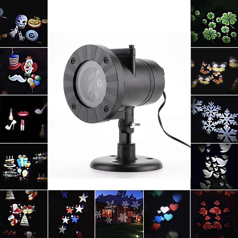 12 Patrón LED Patrón Proyector Luz Exterior Impermeable Paisaje Jardín Lámpara de pared para Halloween Navidad Vacaciones