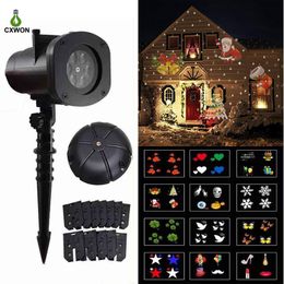 Christmas HD LED Effects Projector Lights 12 Pattern Holiday Laser Projector Lights Snowflake Outdoor Garden Landschap Projectie Verlichtingslamp