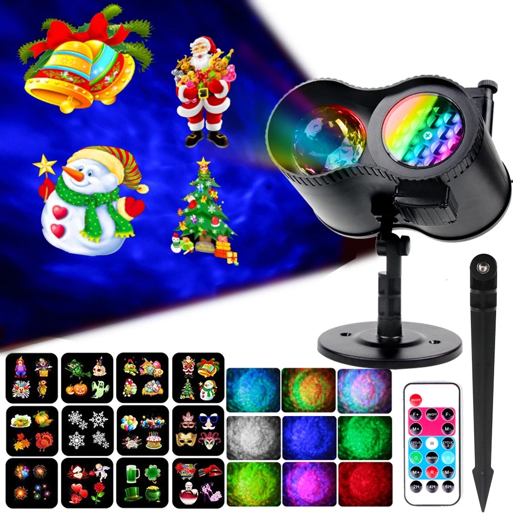 12 Padrões Efeitos de LED Halloween Luzes de projector de natal