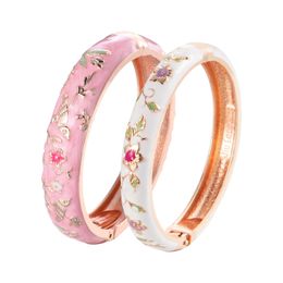 12 PC Bracelets émaillés pour femmes Brangles de chou fleuris