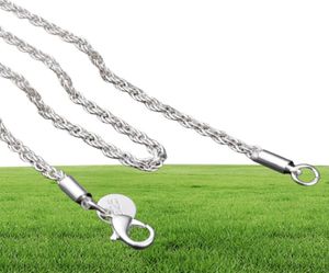 12 pc's 3 mm Flash Hennep Rope Silver Ketting Ketting Hoge kwaliteit 925 Sterling Silverted Charm unisex Silver Chain Necklac9282956