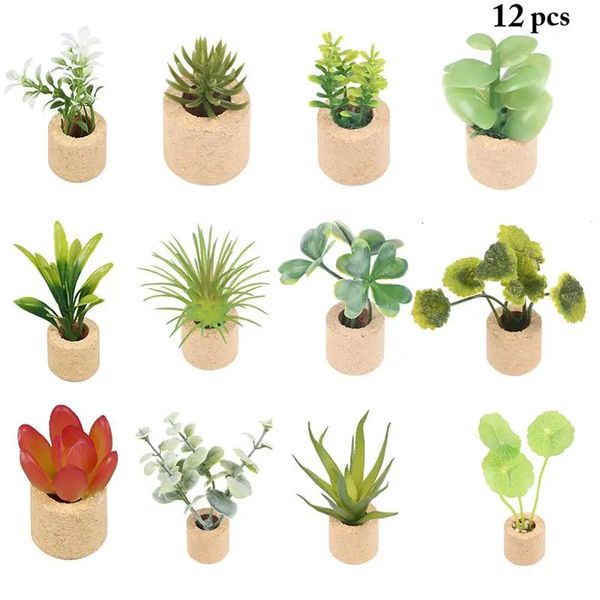 12 pièces 3D en plastique aimants pour réfrigérateur ensemble décor plantes réalistes autocollant magnétique pour réfrigérateur babillard magnétique plante en pot 240227