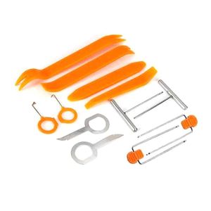 12 PCS Herramientas de desmontaje de audio para automóvil Herramienta de palanca del instalador de eliminación de audio para automóvil - Naranja + Plata