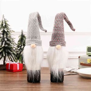 12 pièces couverture de noël chapeau Long en peluche Gnome bouchon de bouteille de vin Topper vacances Table à manger décorations entières X2