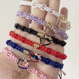 12 pièces ColorCute chat bracelet à breloques à la main tressé corde fil réglable Bracelets bracelets chanceux bijoux amis cadeau 240315